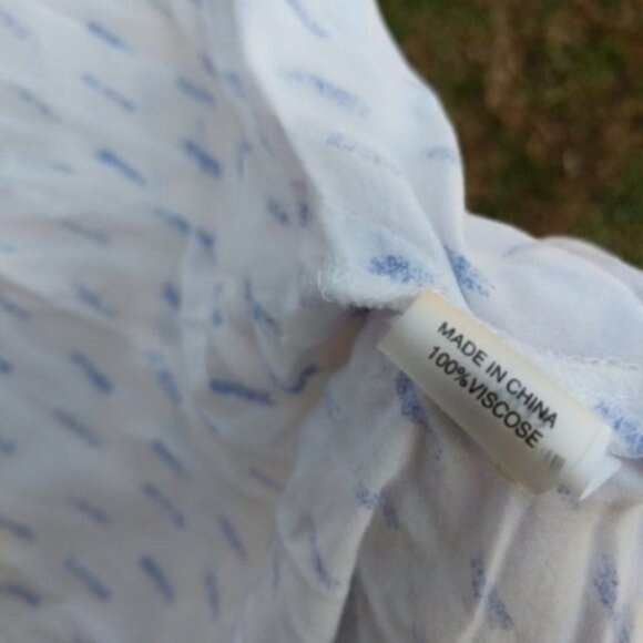 Two By Vince Camuto Button Down White Blue Long Sleeve Viscose Shirt L - Picture 7 of 7